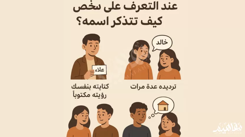 10.عند التعرف على شخص جديد، كيف تتذكر اسمه؟ 10.عند التعرف على شخص جديد، كيف تتذكر اسمه؟