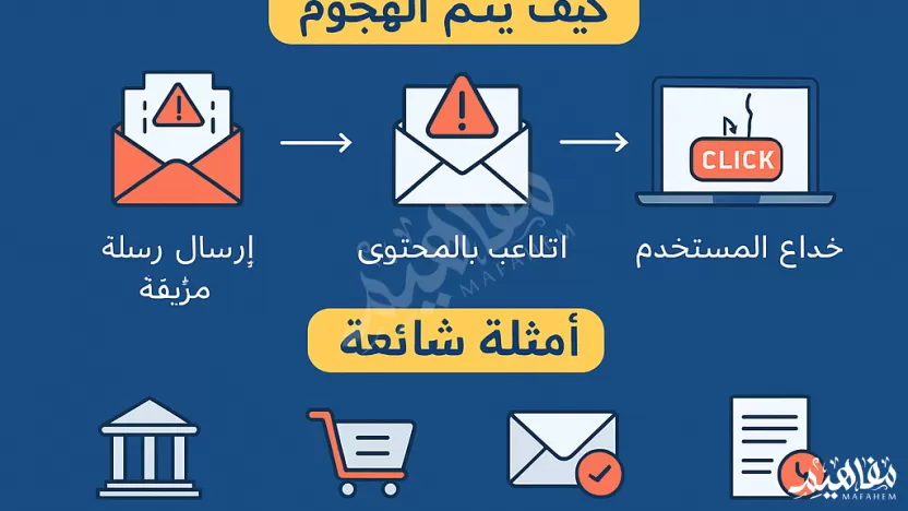 التعرض للهجوم في رسائل البريد الإلكتروني وتغيير المحتوى يعتبر مثال التعرض للهجوم في رسائل البريد الإلكتروني وتغيير المحتوى يعتبر مثال
