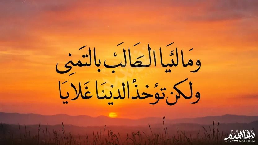 وما نيل المطالب بالتمني ولكن تؤخذ الدنيا غلابا شرح البيت
