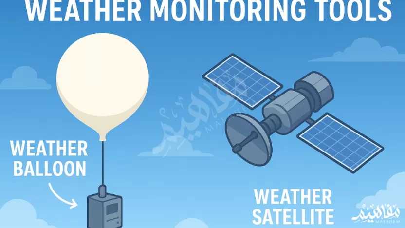 من أدوات رصد الطقس بالون الطقس والقمر الصناعي