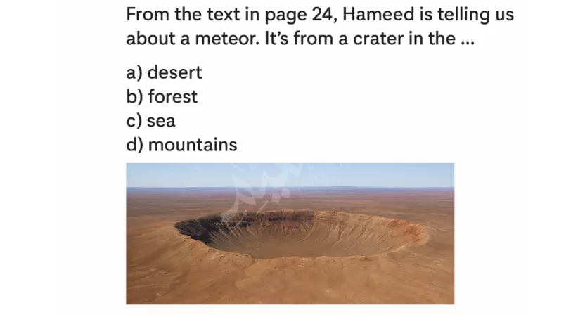 From the text in page 24, Hameed is telling us about a meteor. it is from a carter in the ...