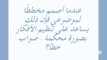 عندما أصمم مخططًا لموضوعي فإن ذلك يساعد على تنظيم الأفكار بصورة محكمة . صواب