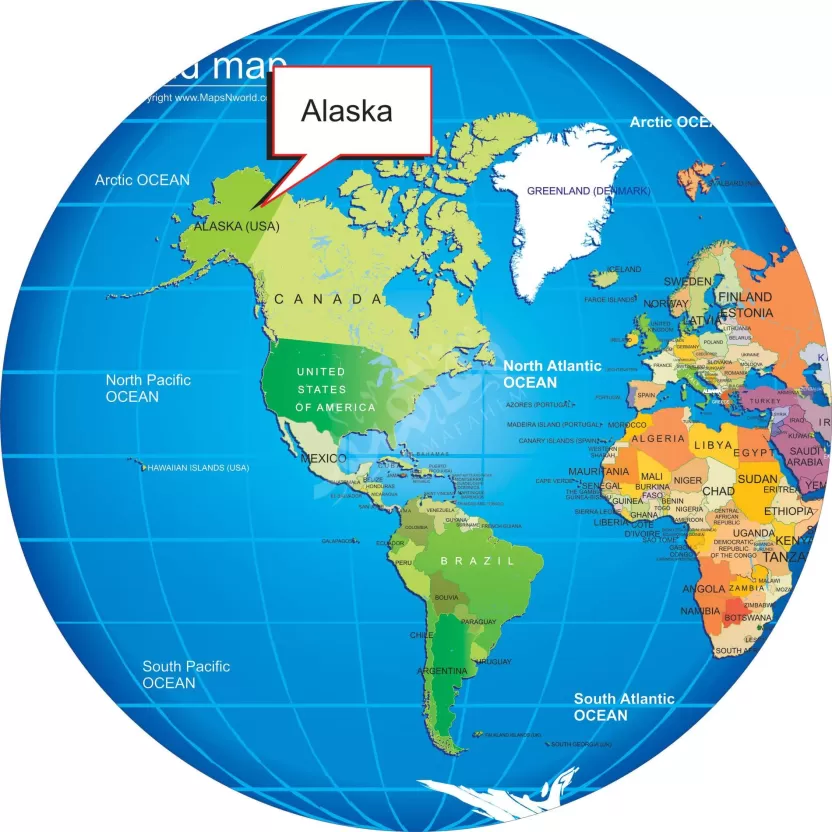 اين تقع الاسكا في خريطة العالم؟ اين تقع الاسكا في خريطة العالم؟